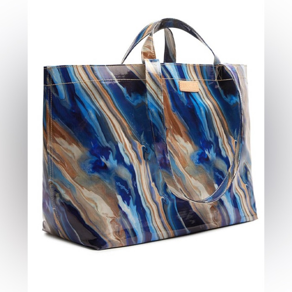 Consuela Blue and Brown Tote Bag